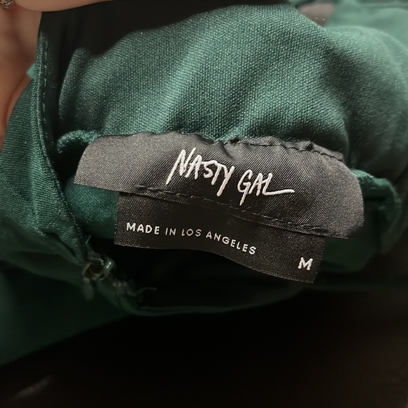 DARK green strappy Nasty Gal dress - stretchy, deep green, emerald, mini - Picture 4 of 5